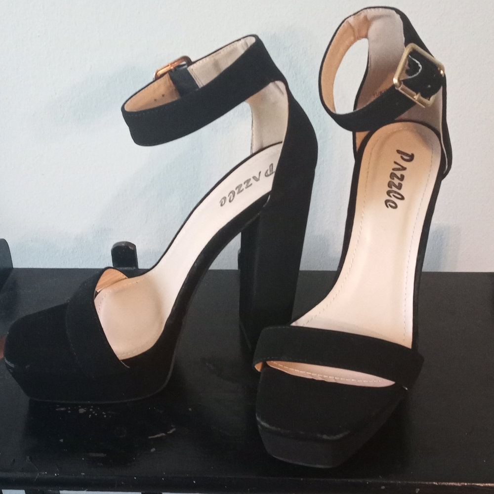 Black suede heels